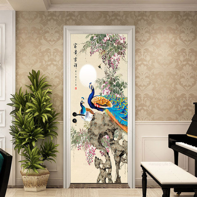 Adesivi Murali Foresta Bambù - Decorazione Porta Rimovibile E Riutilizzabile - Foto 1
