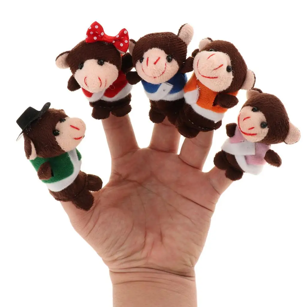 Soft Plush Animal Finger Puppets Set, 7pcs, Time Velvet Animal Style
