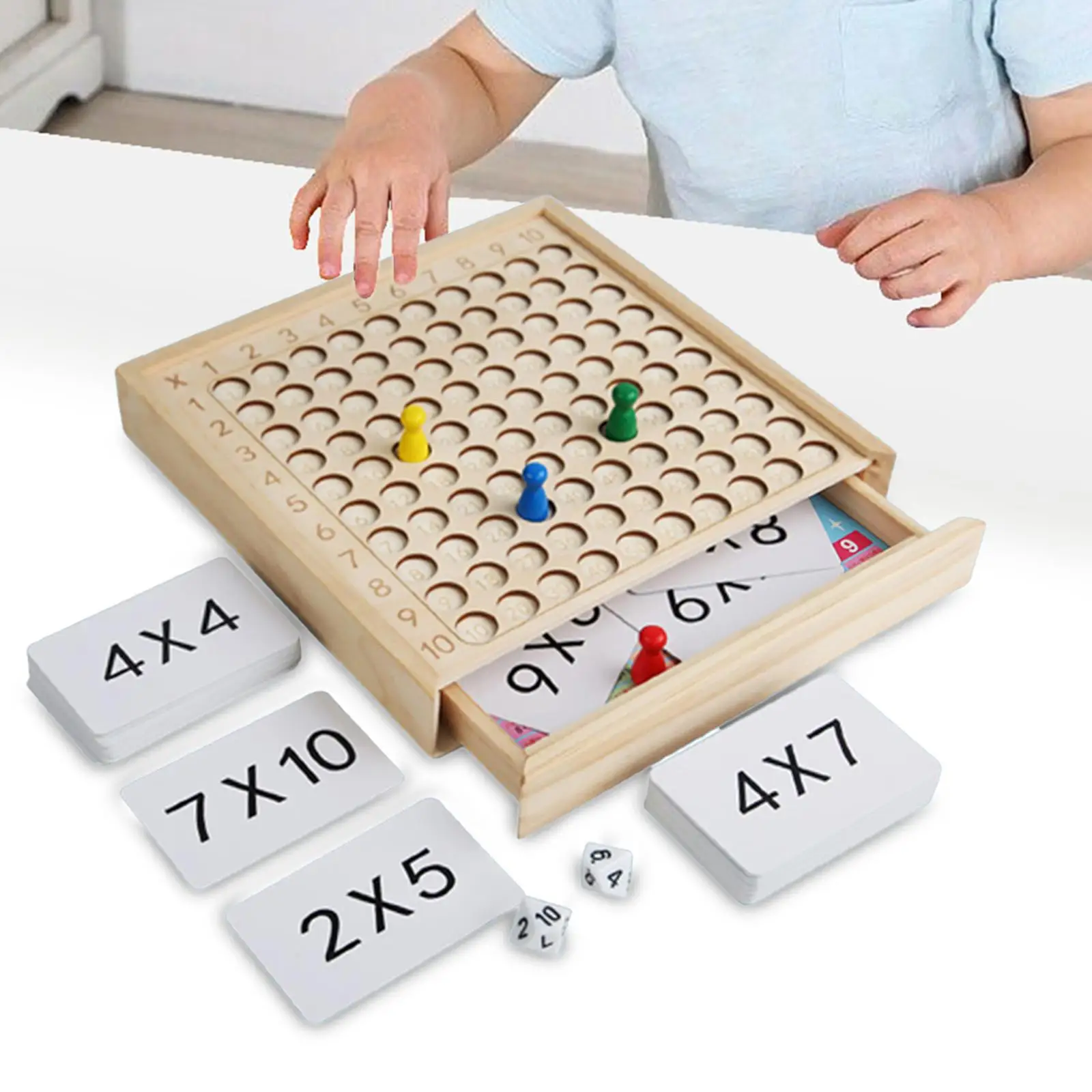 Wooden Multiplication Board Number Games Counting Game Learning Educational Toy Wooden Math Multiplication Board for Toddlers