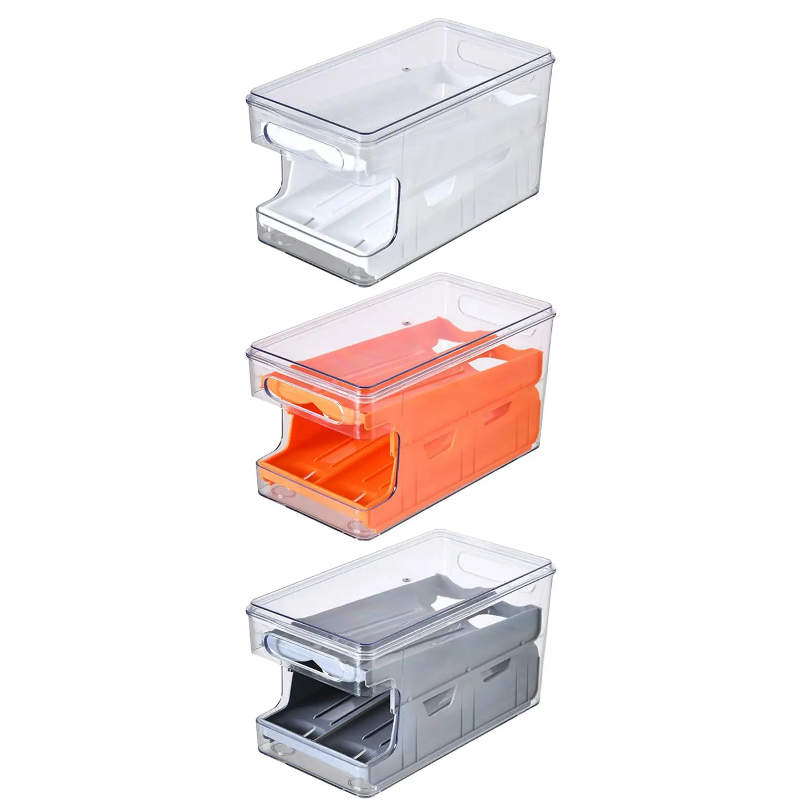 Egg Storage Box Auto Rolling Down Double Track Organizer for Refrigerator