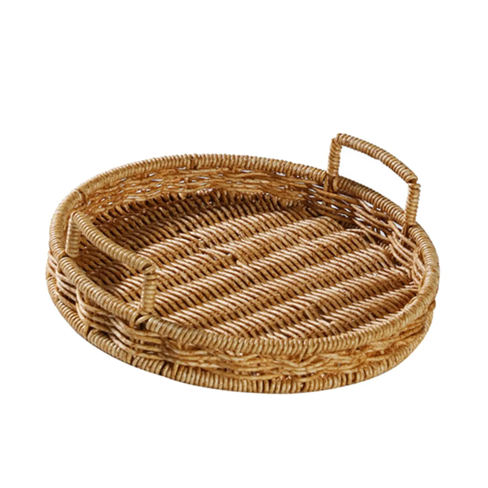 Hand Woven Rattan Storage Tray Fruit Baskets Wicker Tray for Breakfast Bread