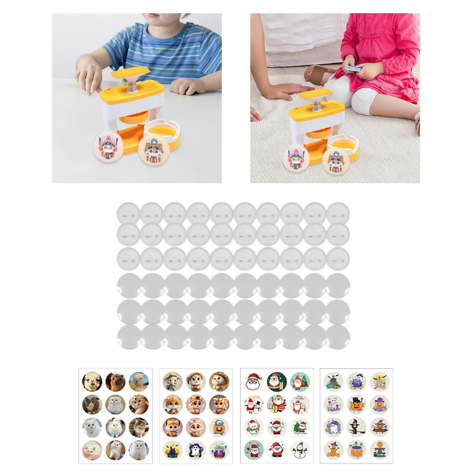 Button Badge Machine Durable Lightweight Starter Sets Interchangeable Button Maker Crafts for Children Boys Interactive Toys