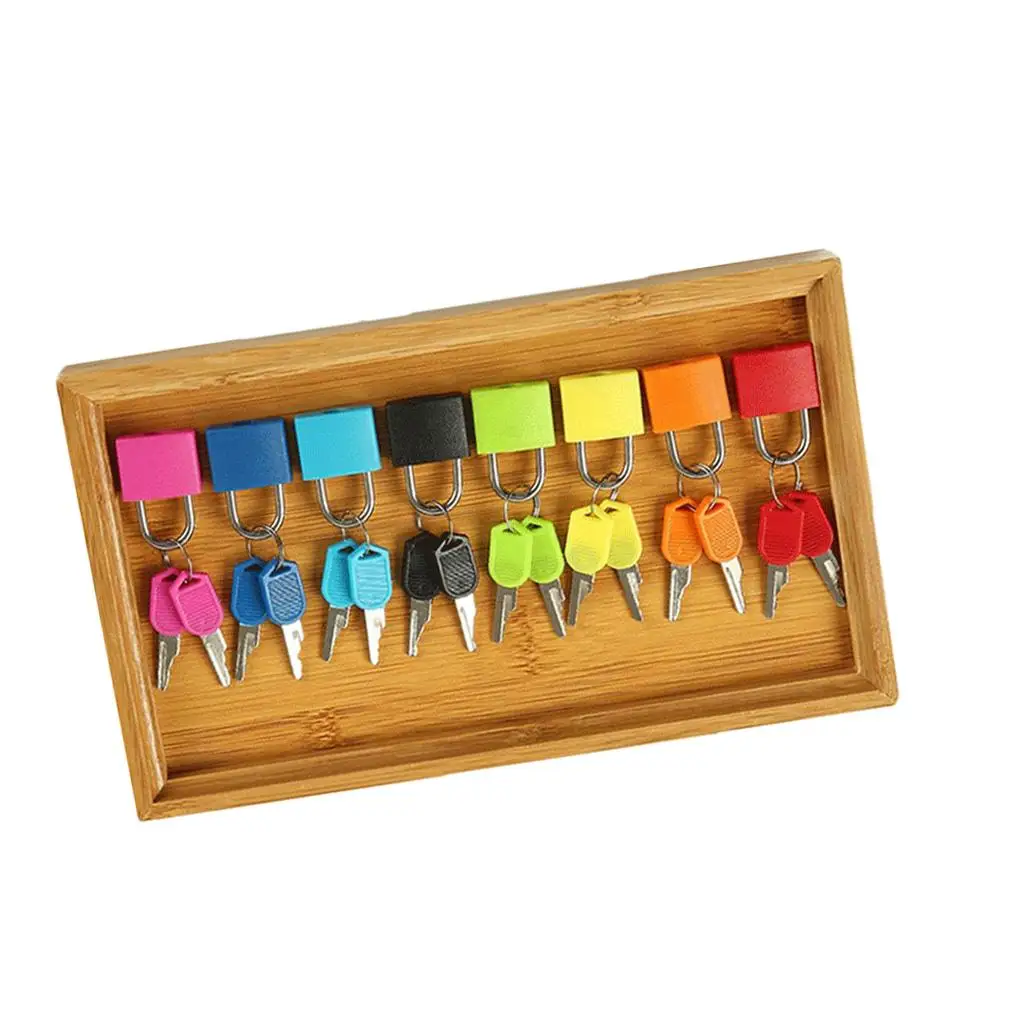 8 Pieces Colors Key And Padlock on Wooden Tray for Children Montessori Toy