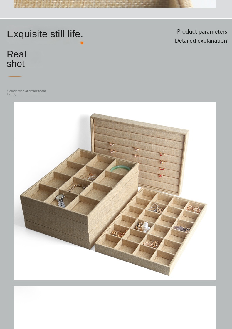 Handmade Burlap Jewelry Display Box Eco-Friendly Storage for Earrings Bracelets And Rings