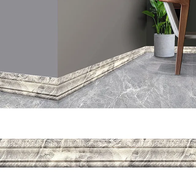 Línea de rodapiés de PVC autoadhesiva, impermeable y resistente, fácil de  limpiar, línea de esquina, decoración de suelo de azulejo de sala de estar  - AliExpress