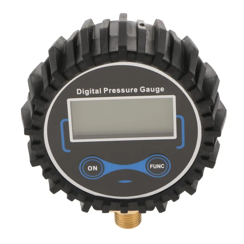 200PSI Digital Tire Inflator Pressure Gauge With Rubber Hose And Quick Connector Plug Black