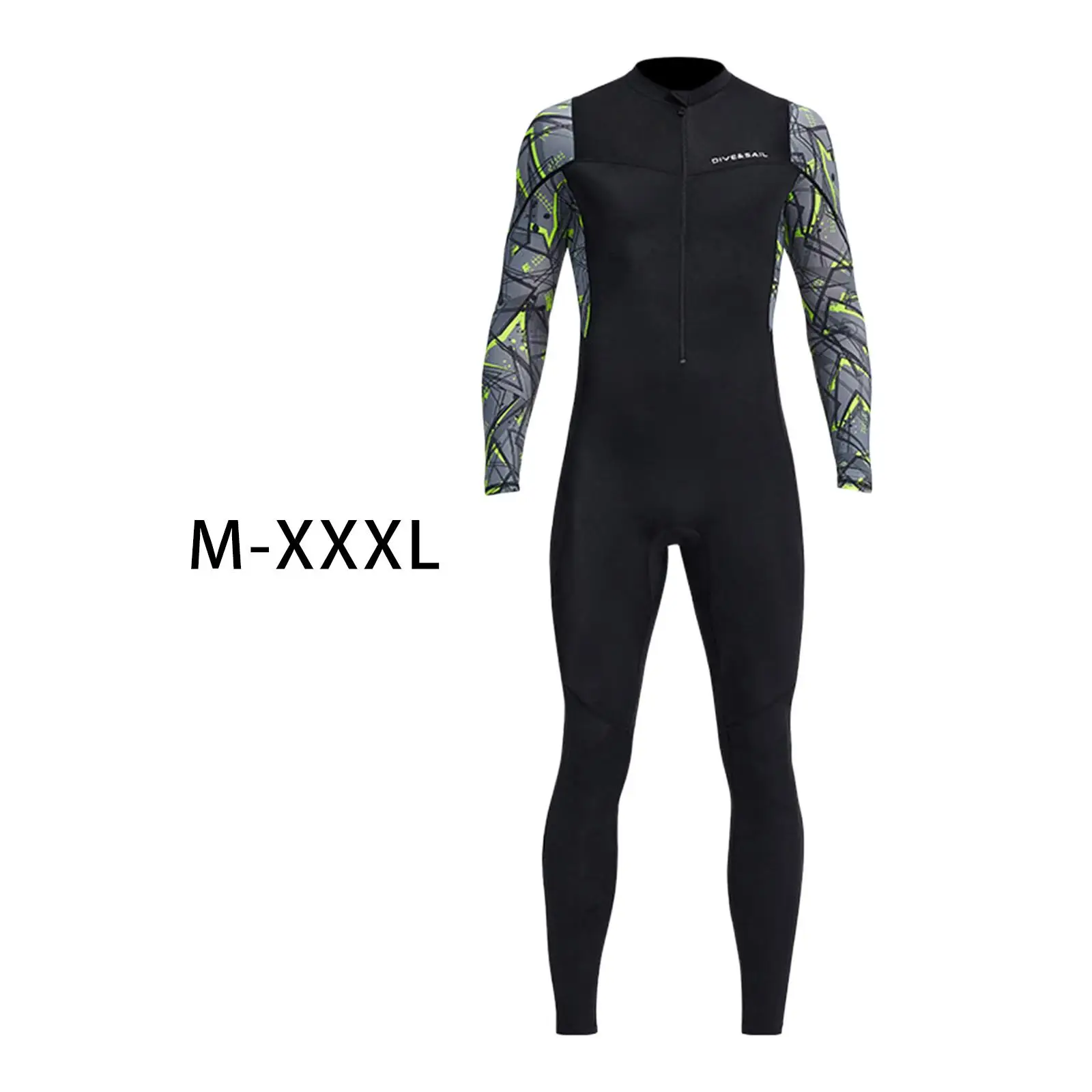 Mens Neoprene Wetsuit, Full Body Diving Suit Front Zip Wetsuit for Diving Snorkeling Surfing Swimming
