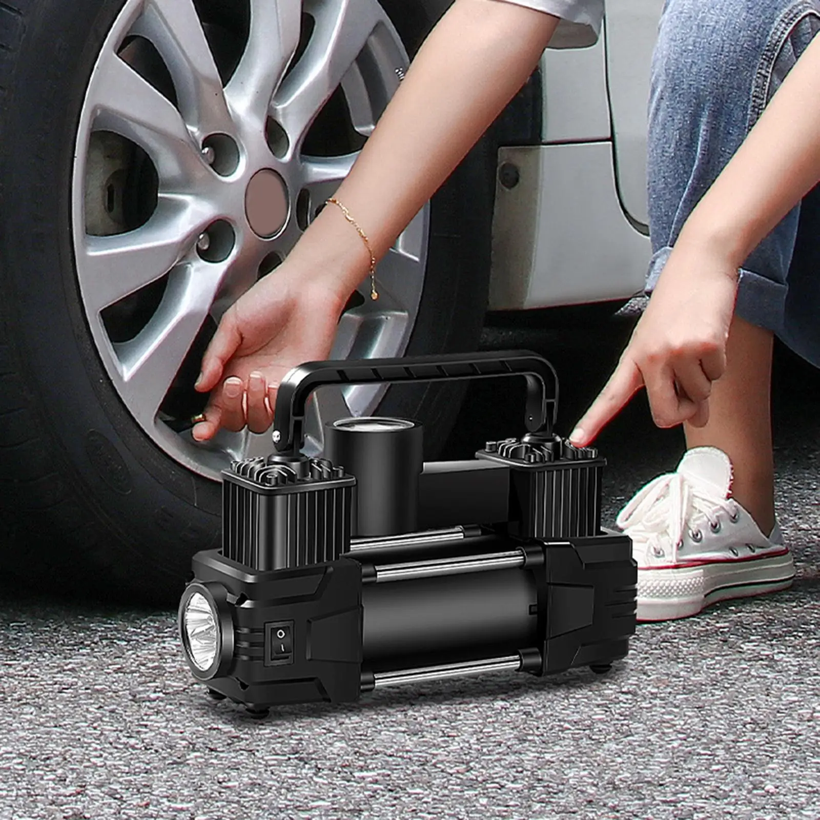 1x Car Tyre Inflator Air Pump 12V Pressure Gauge Display Digital Display Air Compressor Tire Inflator Fit for Motorcycles Home