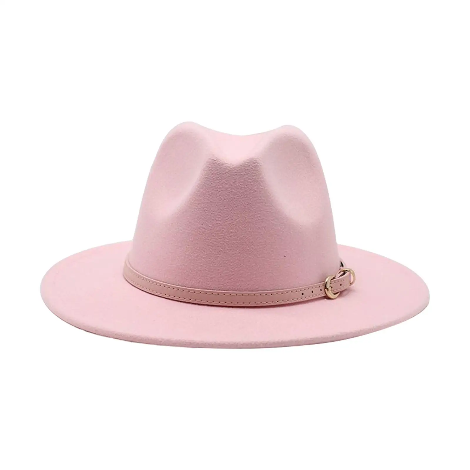 Women Fedora Hats Classic Belt Buckle Thermal Cowgirl Cap Wide Brim Casual Adjustable Panama Hat for Beach Travel Party Adults