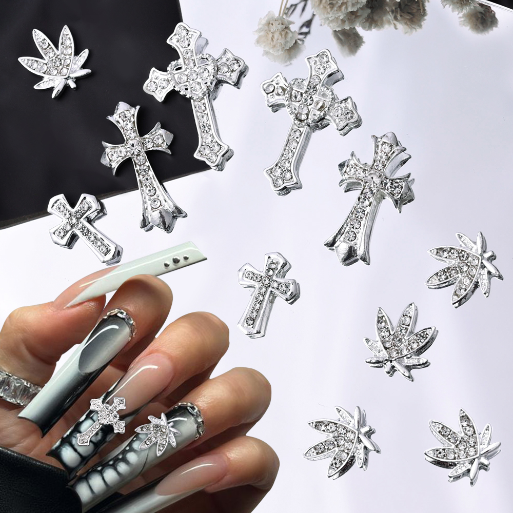 Best of 10pcs Luxury Silver Cross Nail Art Charms For Jewelry Retro Alloy Rhinestones Glitter 3D Nail Art DIY Punk Manicure Accessories Reviews & Tips