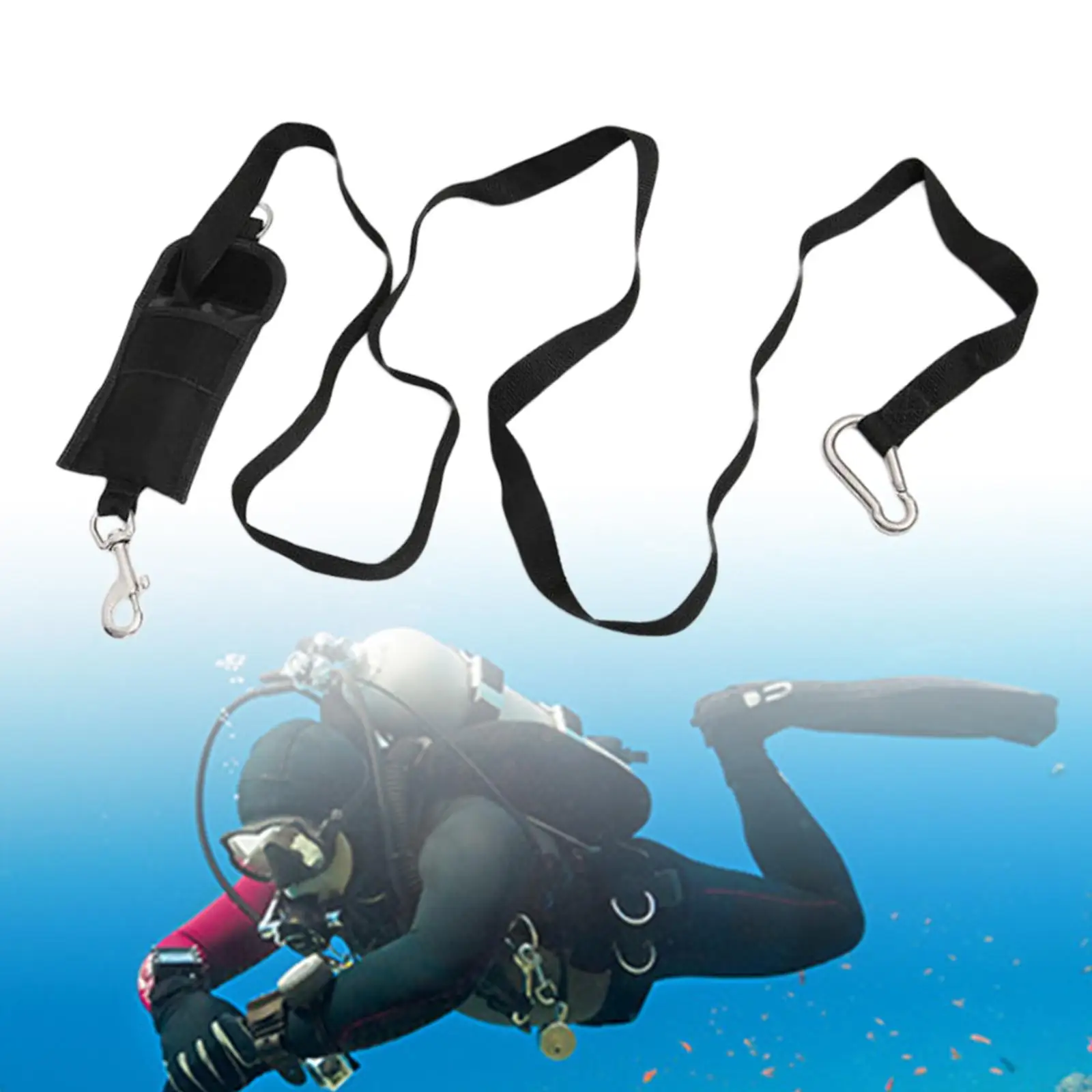 Scuba Diving Buddy Line with Swivel Snap Clips 2.2M Safety Diver Diving Rope Backplate Hanging Strap