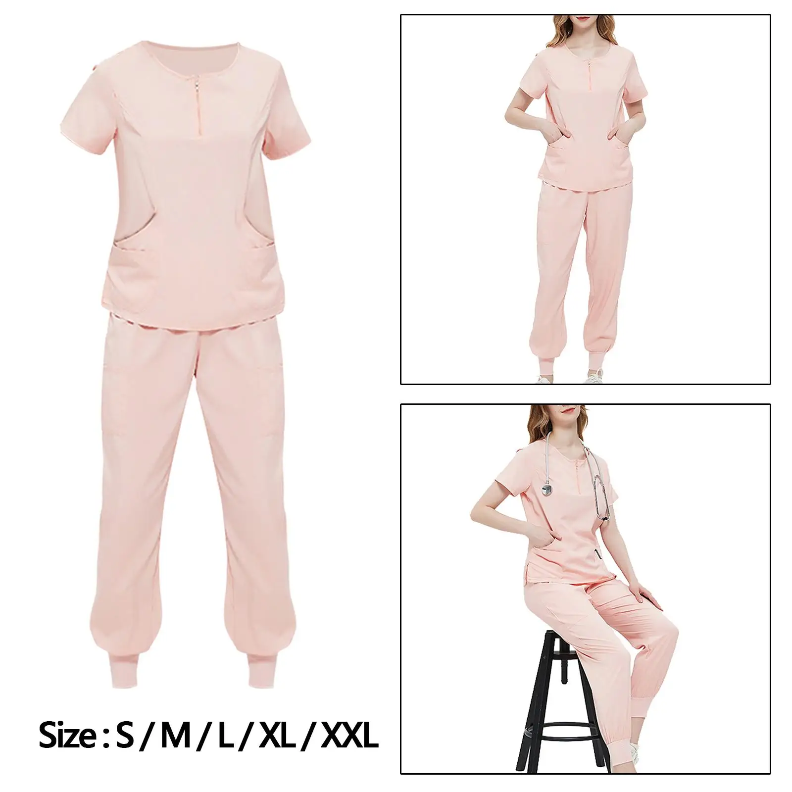 Uniforms Scrub Set Nurse Top and Pants for Healthcare Veterinary Cosmetology