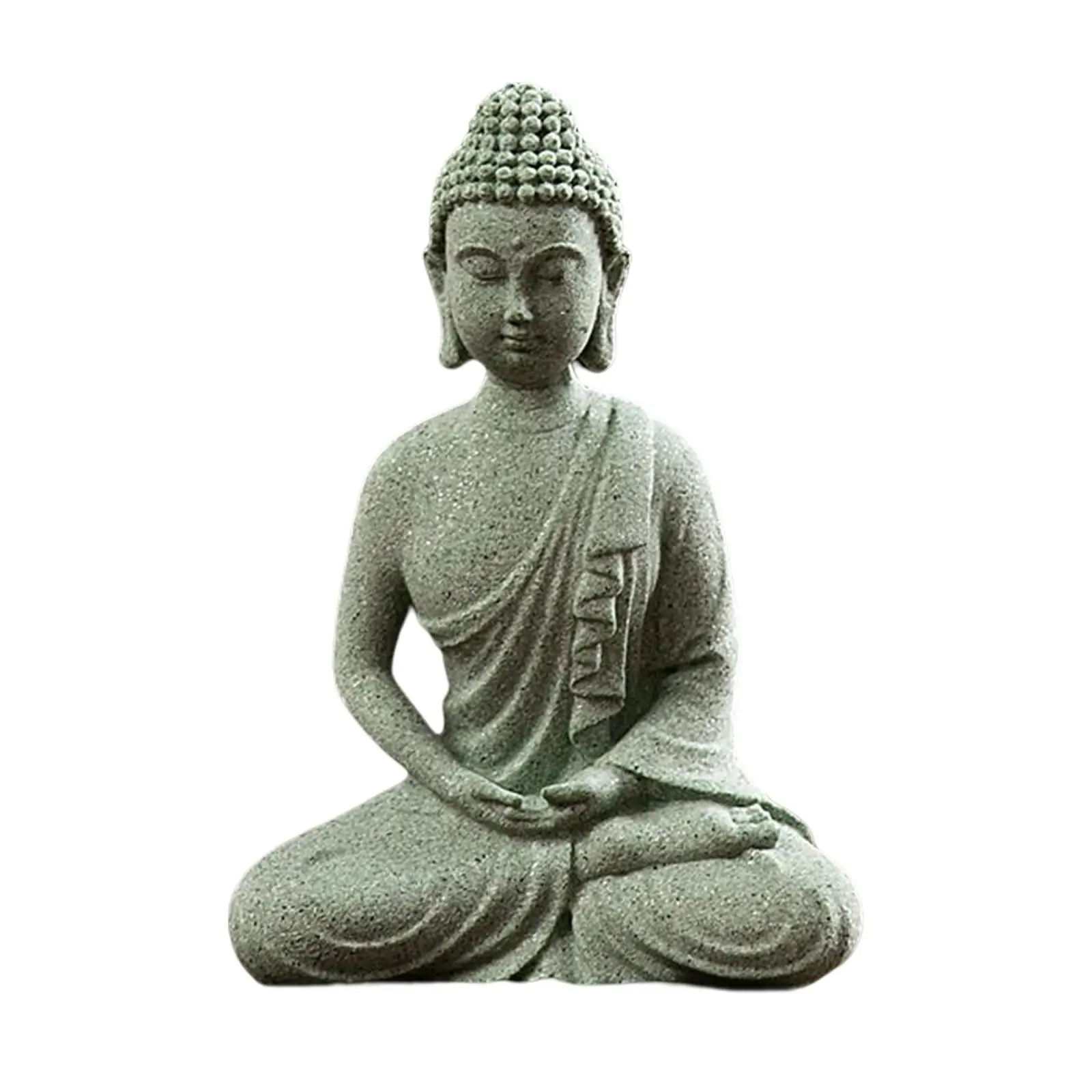 Sandstone Buddha Statue Decorative Decor Ornament Oriental Rustic for Home