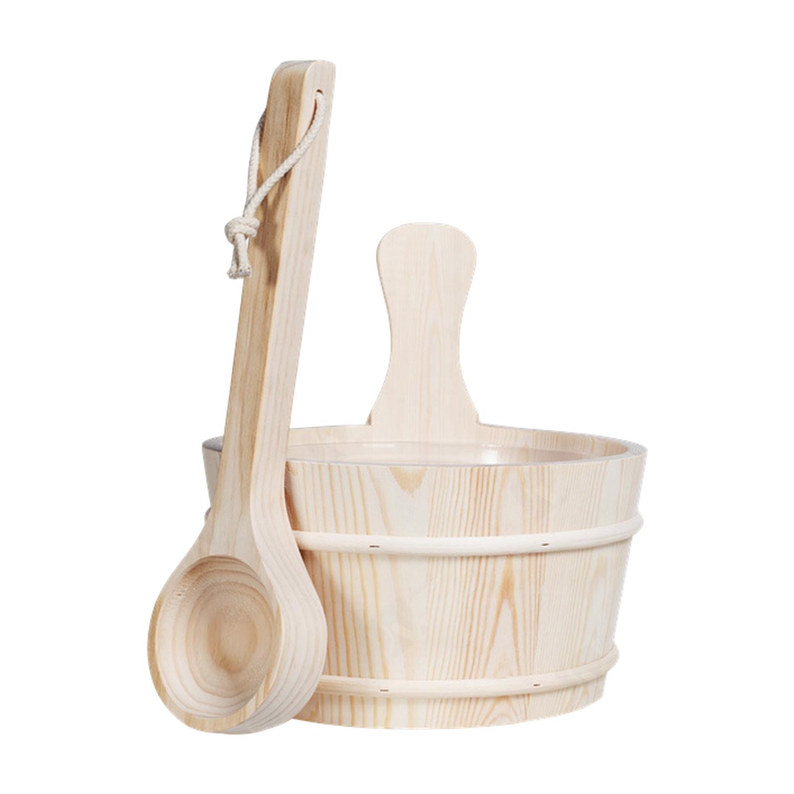 Description Picture 6 of item4L Sauna Bucket and Ladle,Handmade Accessory,Bath Accessories Supplies,Wooden Barrel with Liner for , Bathroom