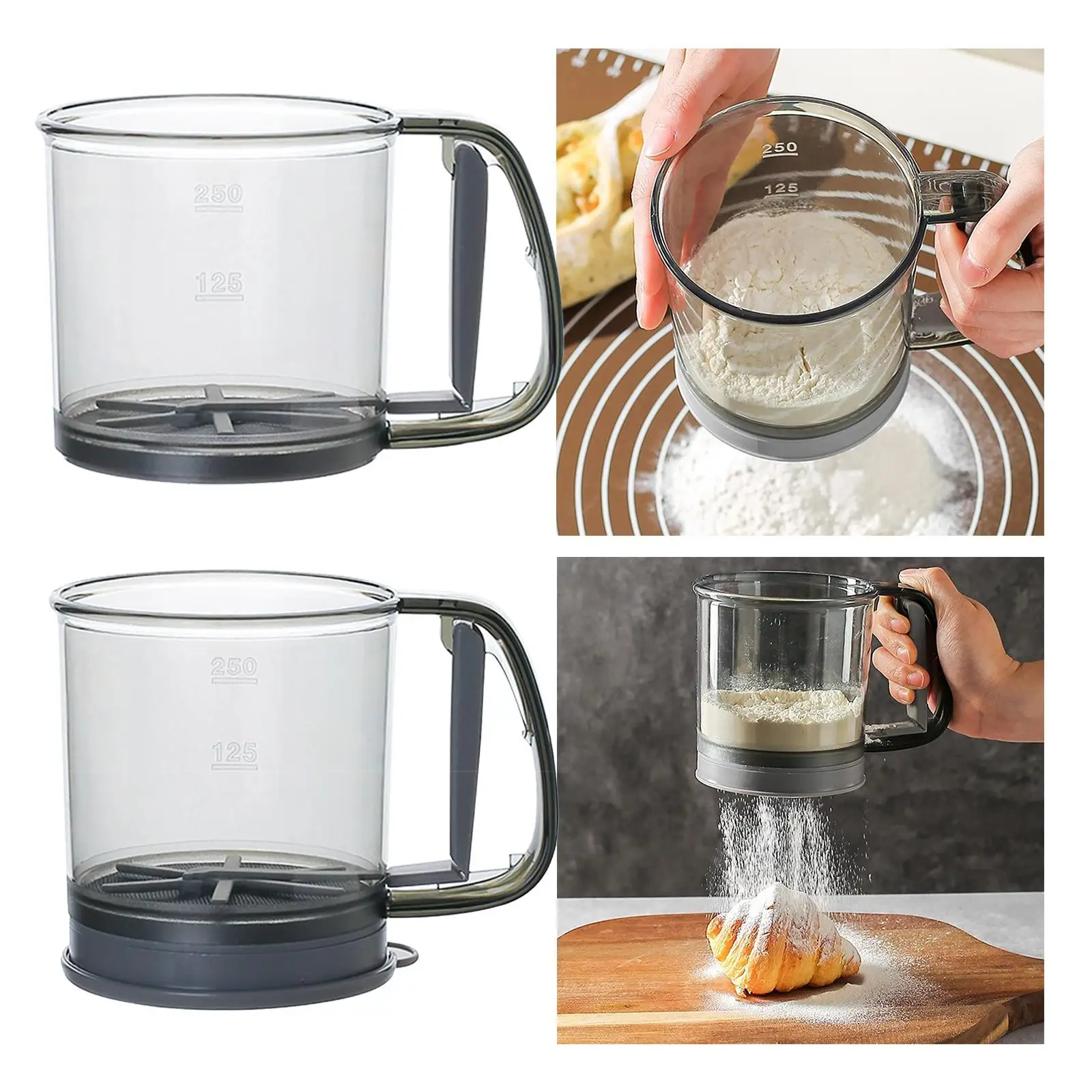 Baking Flour Sifter Cup Baking Sifter Flour Sieve Cooking Flour Sifting Strainer Flour Filter for Dry Ingredients Cake Powder