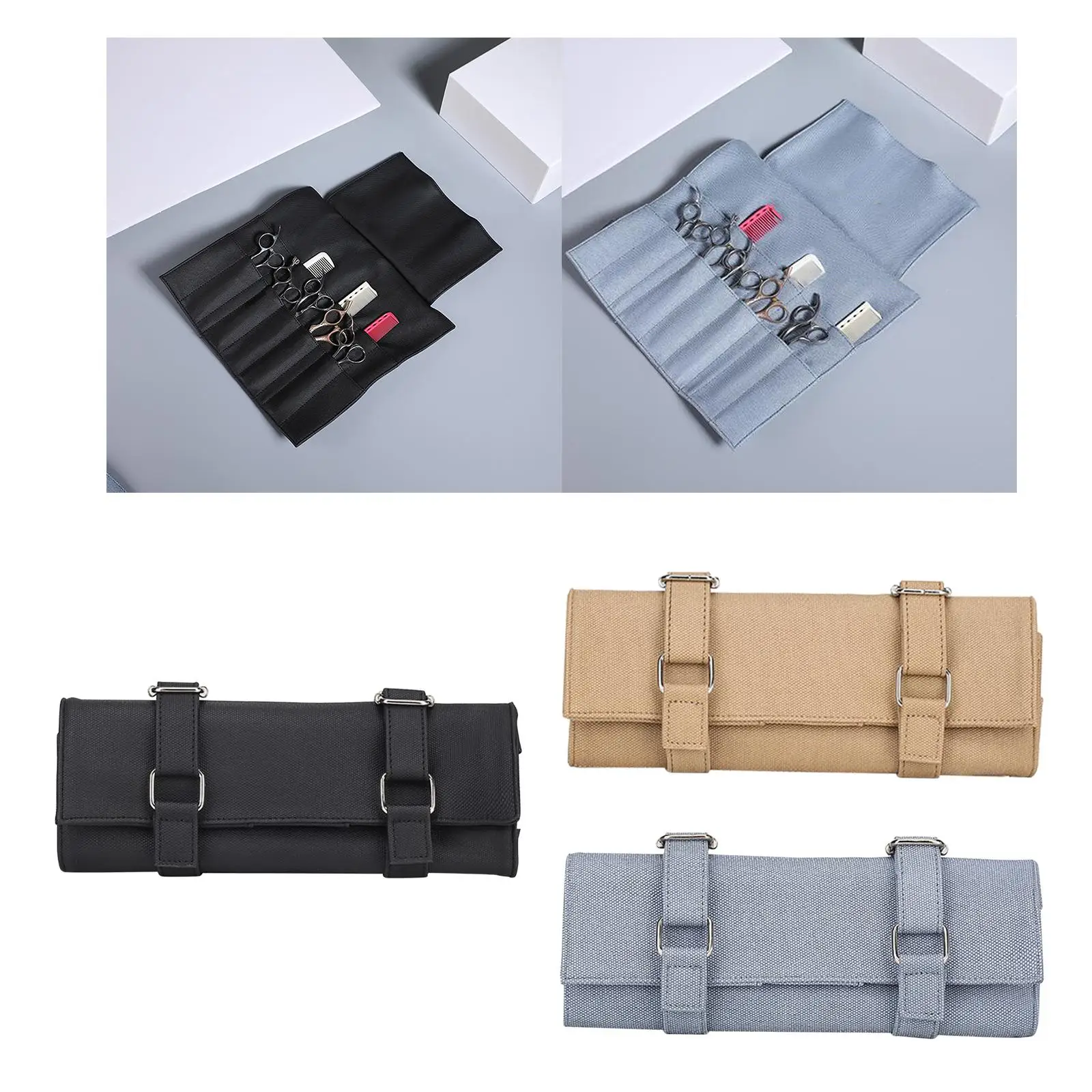 10 Pockets  Shear Holder Pouch Salon Tools Bag for Hairdressers Roll Up Organizer Waterproof Wear Resistant Pouch Cases