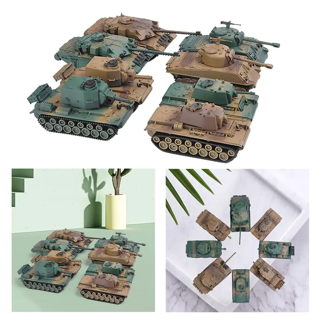 8Pcs 4D 1:72 Assemble Tank Kits Collections Puzzle for Desktop Kids Gifts