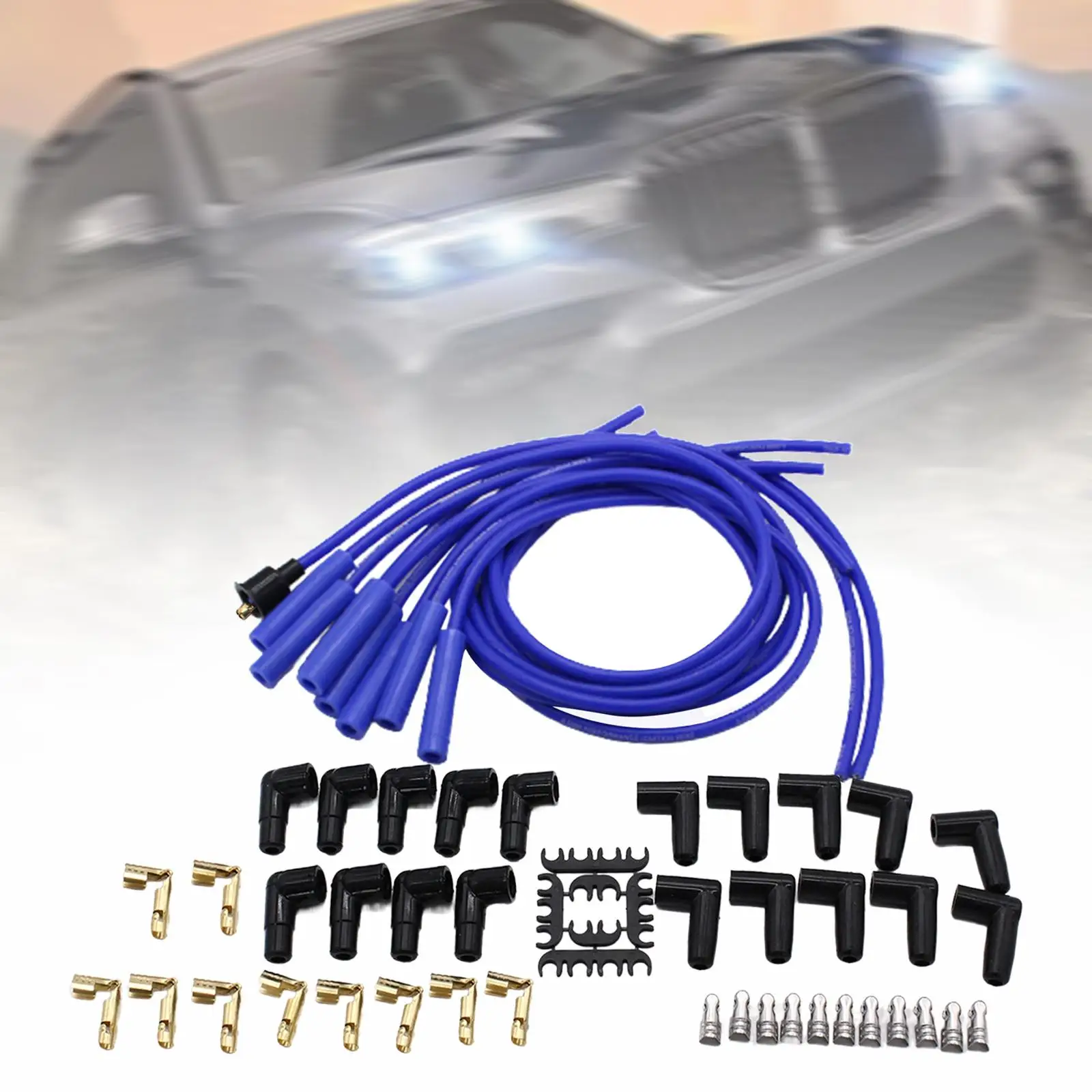 Universal 8mm Ignition Wire Set 180 Degree Boots Spark Plug Wire Car Accessories Spare Parts Direct Mount Reliable