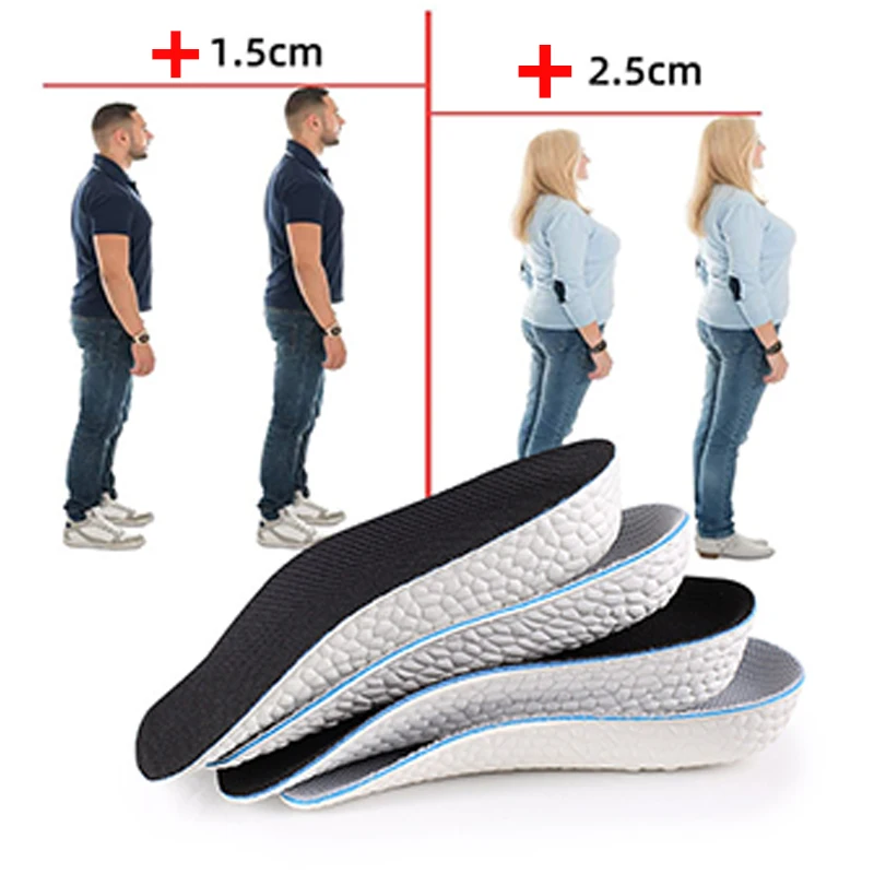 Höhe Erhöhen Einlegesohlen Männer Frauen Schuhe Flache Füße Arch Support Orthopädische Einlegesohlen Turnschuhe Ferse Lift Memory Foam Weiche Schuh Pads – Detail 6