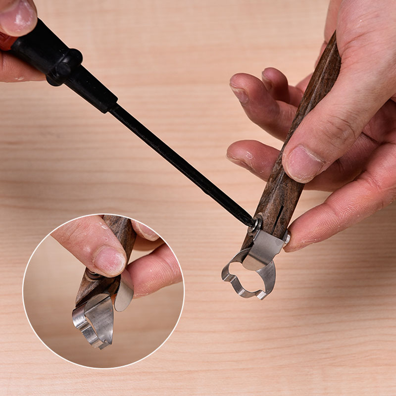 Description Picture 5 of itemCeramic Teapot Handle Scraper Replaceable Knife Head Polymer Clay Trimming Texture Ring Knife Carving Pottery Tool