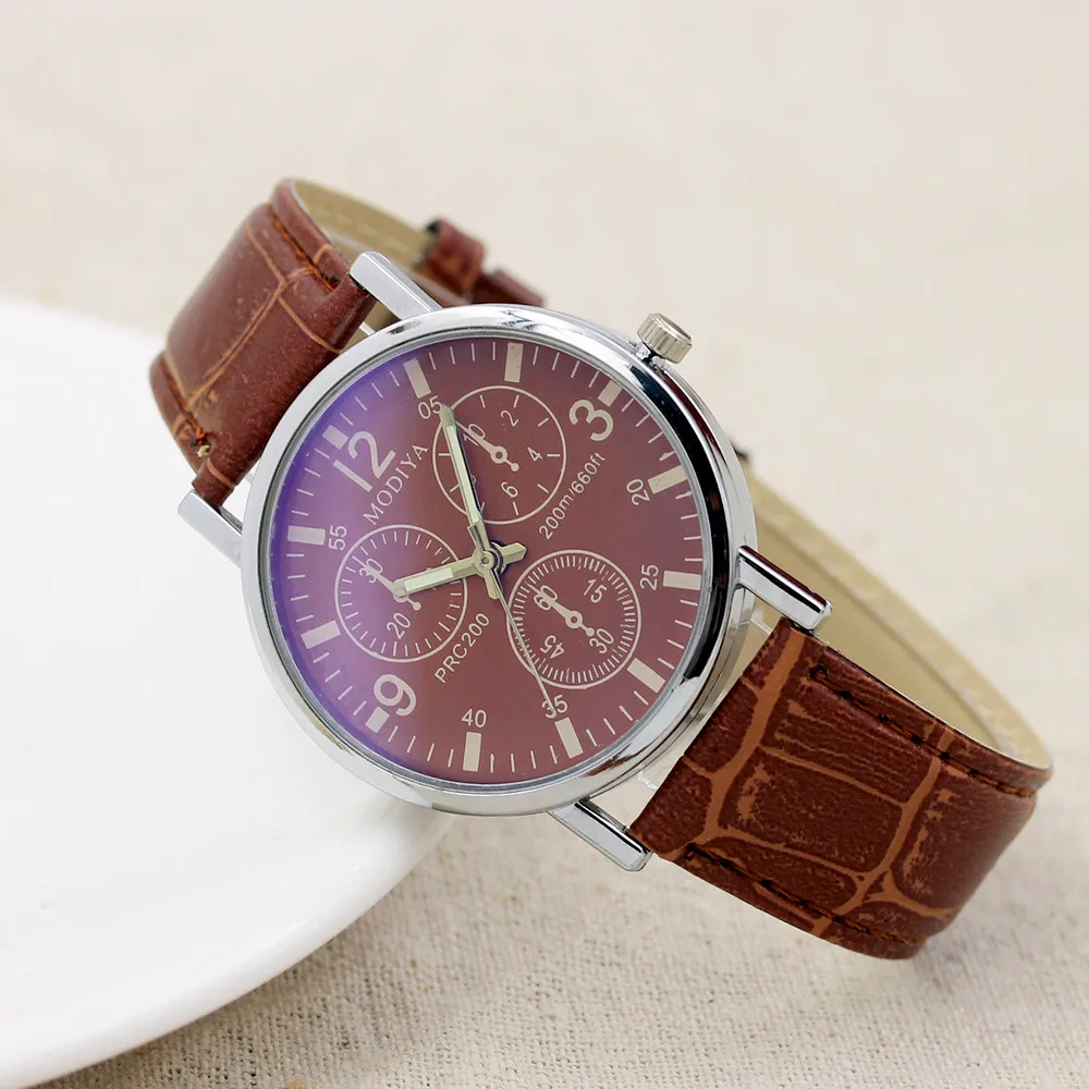 Luxury Watch For Men Women Vintage Leather Strap Analog Quartz Watch Men's Blue Glass Belt Business Watch Ladies Watch Reloj