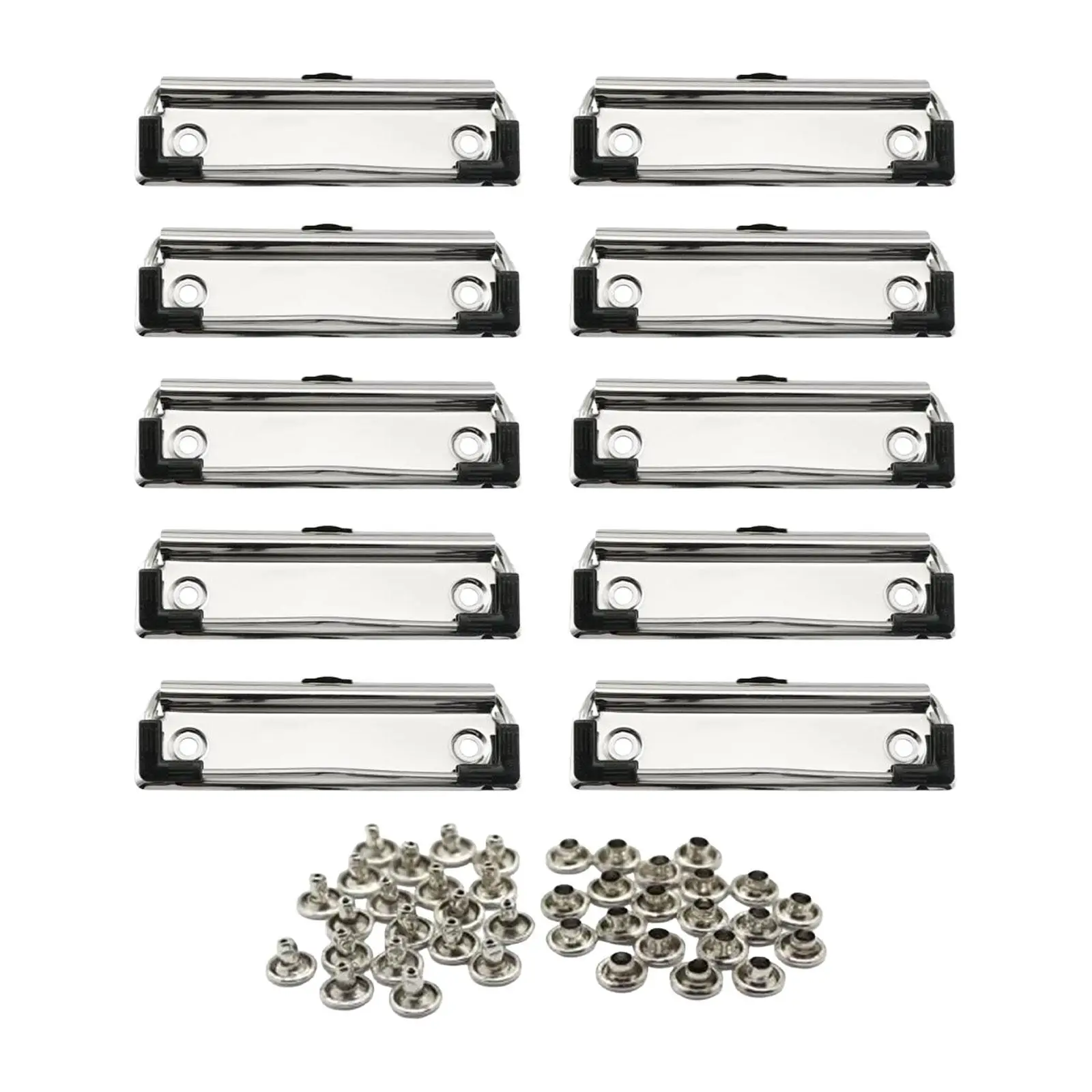 10x Office Low Profile Clipboard Clips Office Supplies Stationery Plate Holder Metal Clipboard Clips for Business School Office
