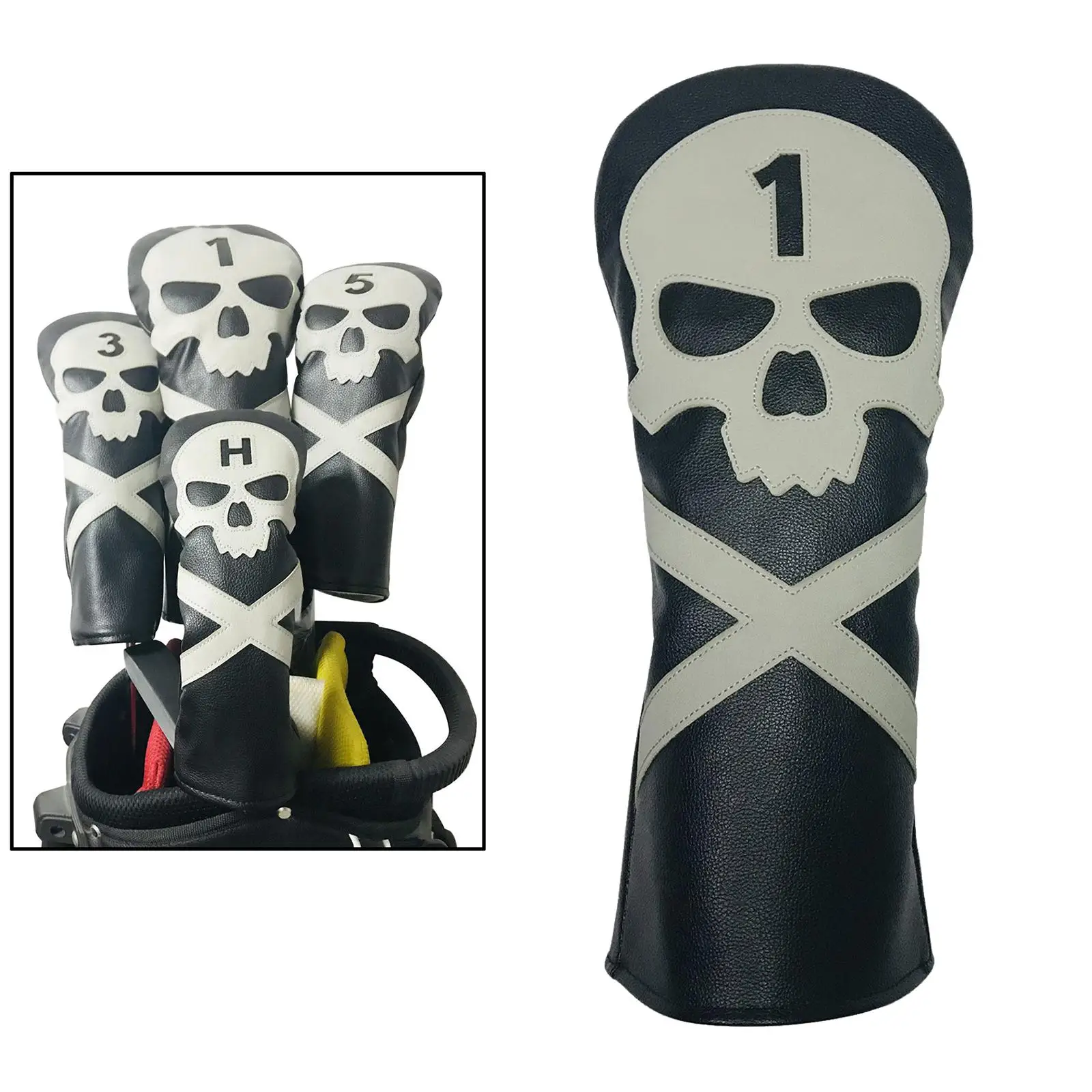 Waterproof PU Leather Golf Headcover  3 5 UT Wood Fairways Driver Hybrid Head  with No. Tag, Golf Accessories