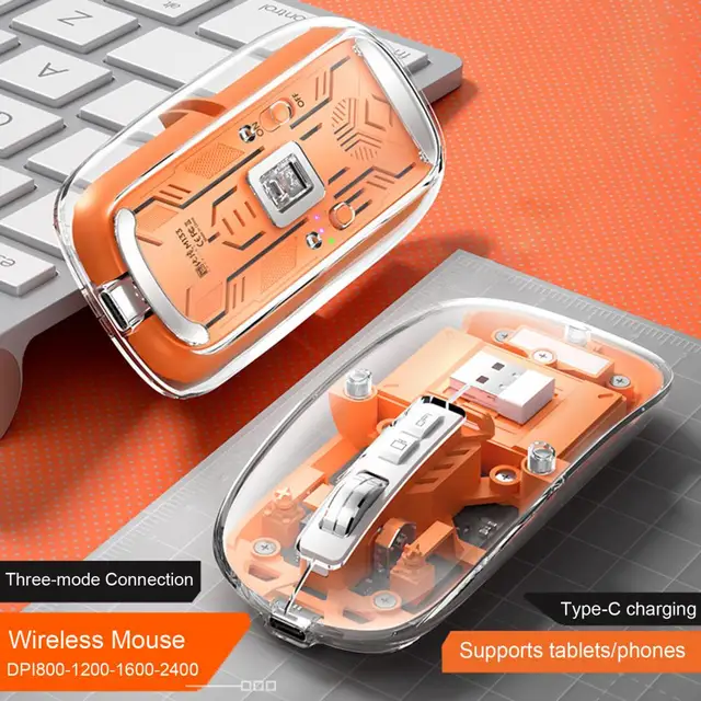 Bluetooth Mouse Transparent Computer Mouse Optical Gaming Mouse 
