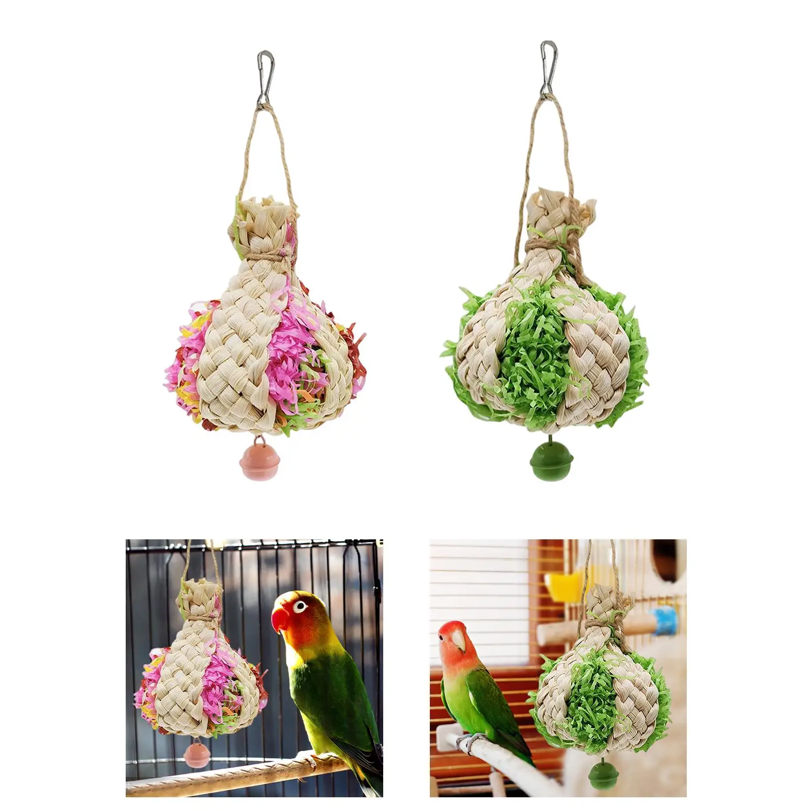 Natural Parrot Shredder Toy Bite Resistant Cage Accessories Entertaining Colorful Lightweight Bird Chewing Toy for Training Toy
