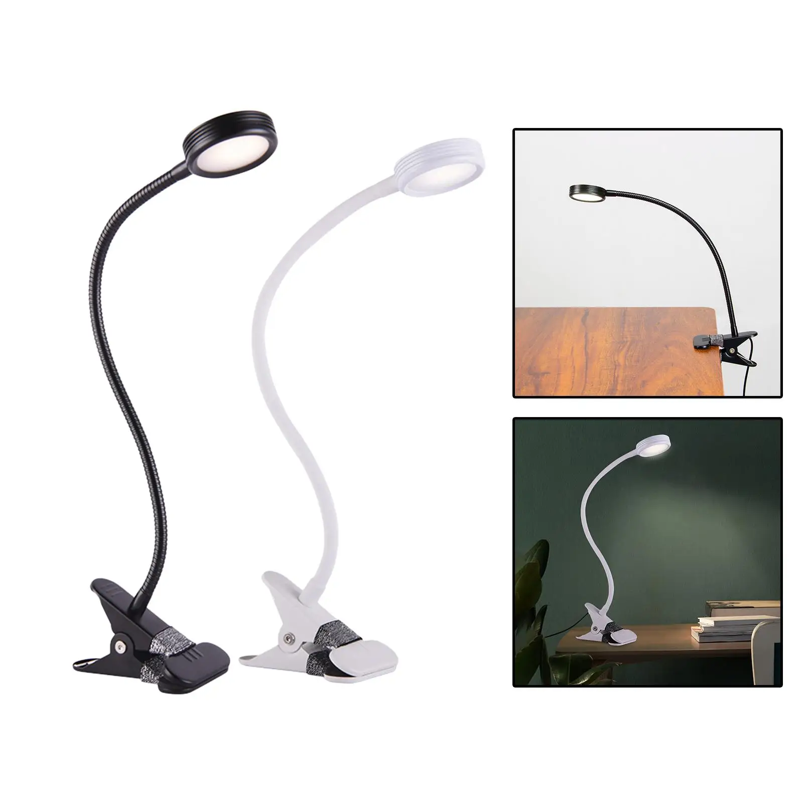 Flexible LED Desk Lamp with Clamp Adjustable USB Table Lamp for Reading in Bed Headboard