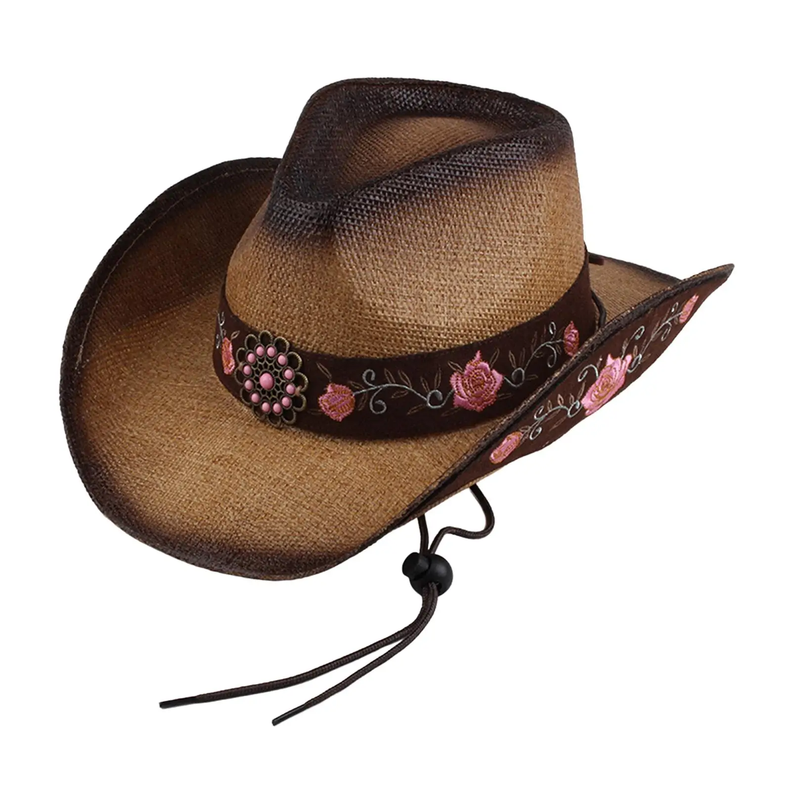 Western Cowboy Hat Costume Straw Casual Jazz Hat Fedoras Caps Sun Hats Cowgirl Cap for Hiking Dress up Adults Party Fancy Dress