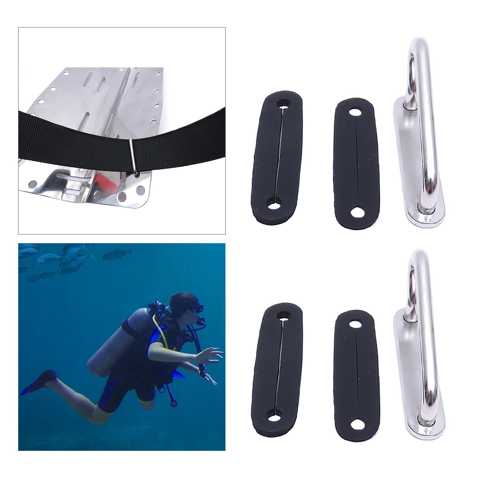 Water Sports Diving Weight Belt Slide Keeper Stainless Steel with Rubber Pad