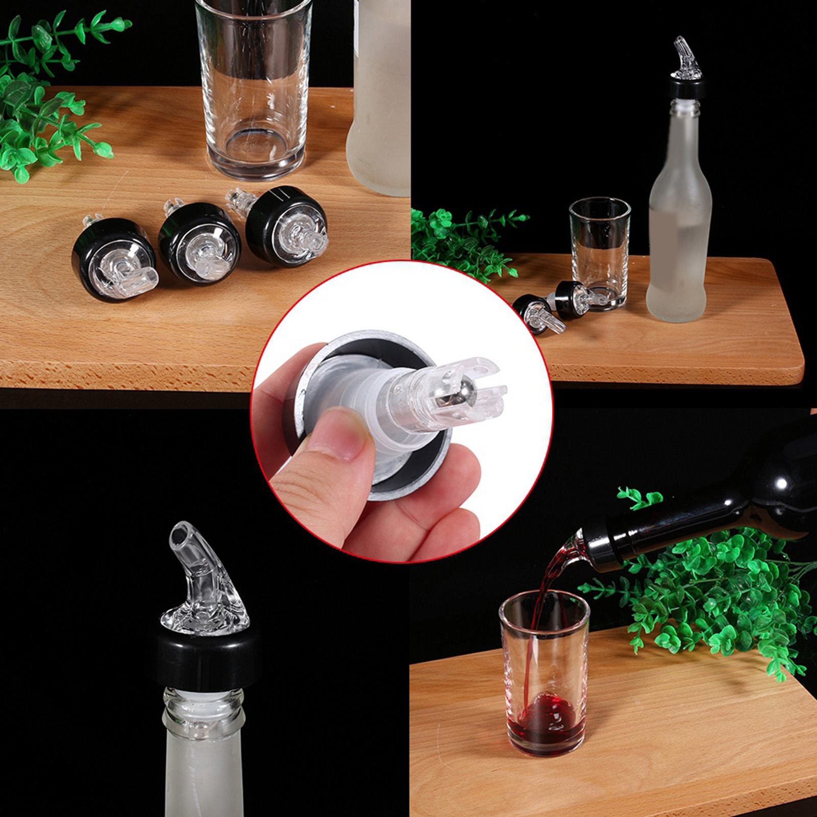Description Picture 4 of item30/35/50ml Automatic Measured Bottle Pourer Measure Flow Pourer Liquor Spirit Nip Wine Cocktail Dispenser Tool Bar Wine Pourer
