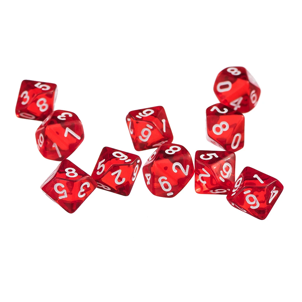 6 Colors 10pcs / Set Games Multi Sides Dice D10 Game Dices The Game Playing