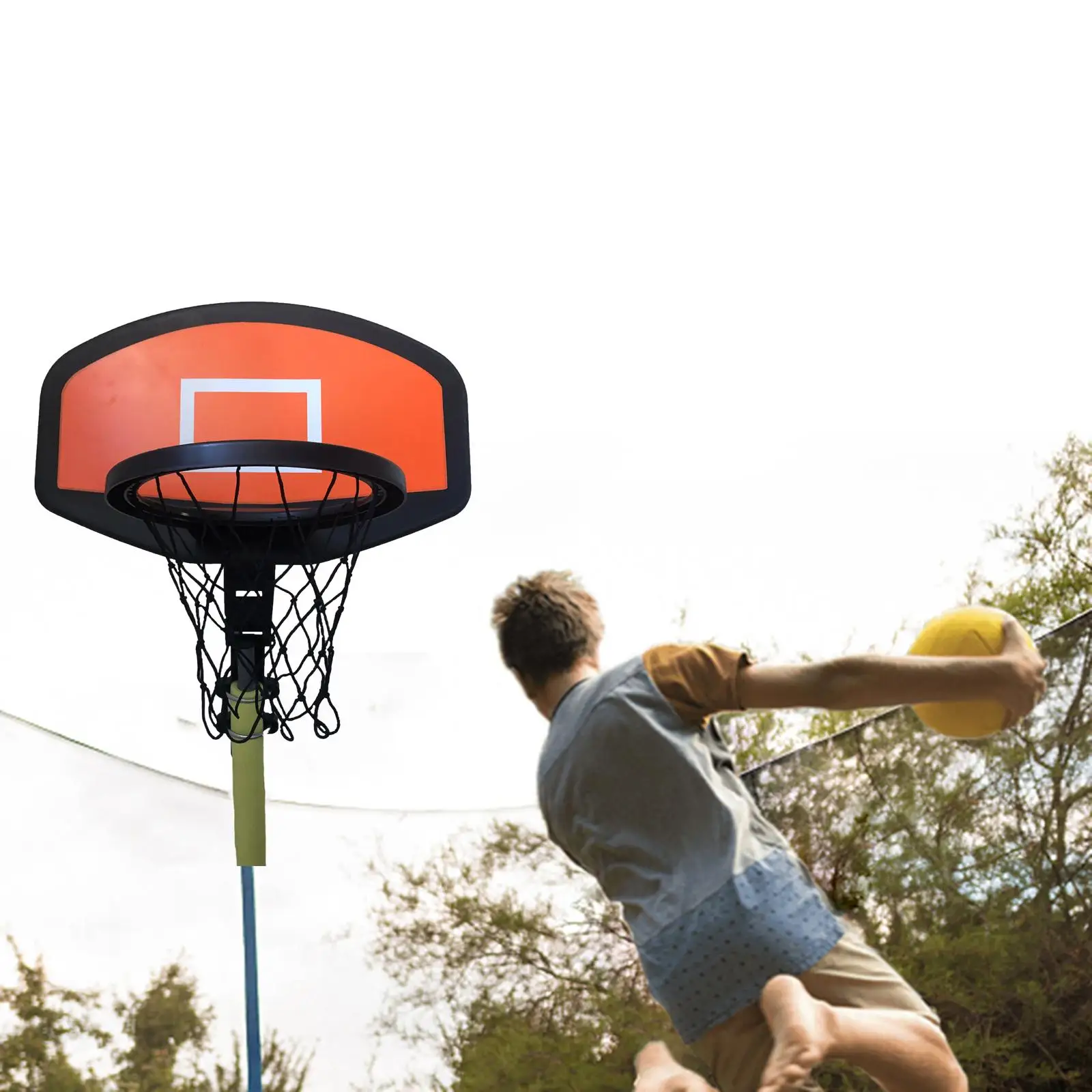 Basketball Hoop for Trampoline Replacement Trim Basketball Training Basketball Goal for Games All Age Curved Pole Indoor Playing