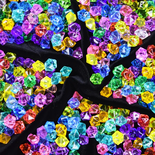 100PCS Plastic Gems Grains Colorful Small Stones Jewels Acrylic Jewels  Crushed Ice Counter Crystal Diamondsa Kids