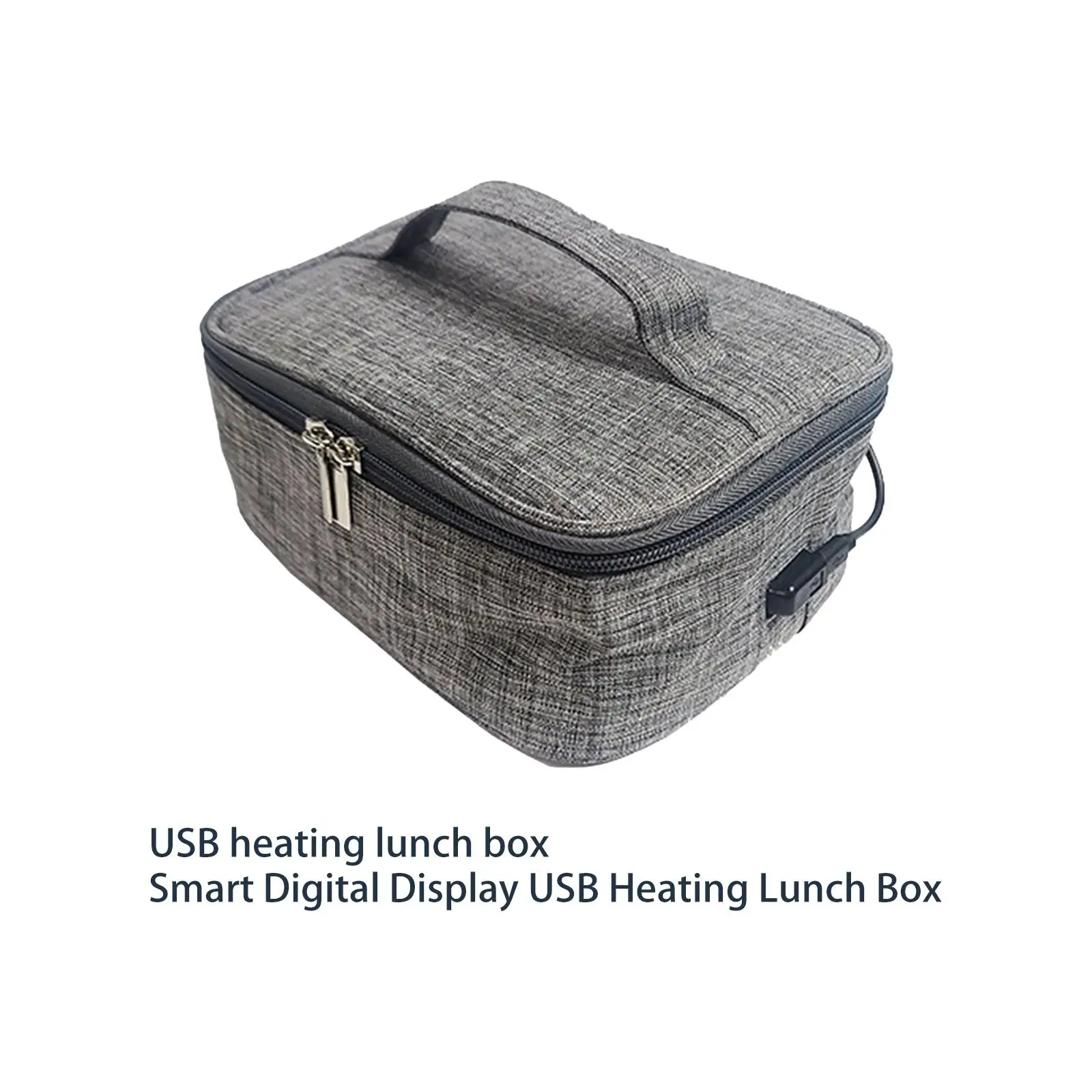 Electric USB Heating Lunch Box Insulation Bag Oxford Cloth Lunch Heater Tote ,Grey Car and Home Office Use Waterproof Durable