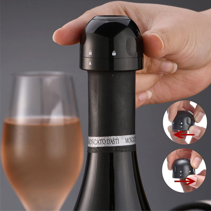 Description Picture 4 of item1/3Pcs Wine Bottle Stoppers Vacuum Sealed Cap Champagne Bottle Stopper Reusable Leak-proof Storage for Wine Plug Barware Tools