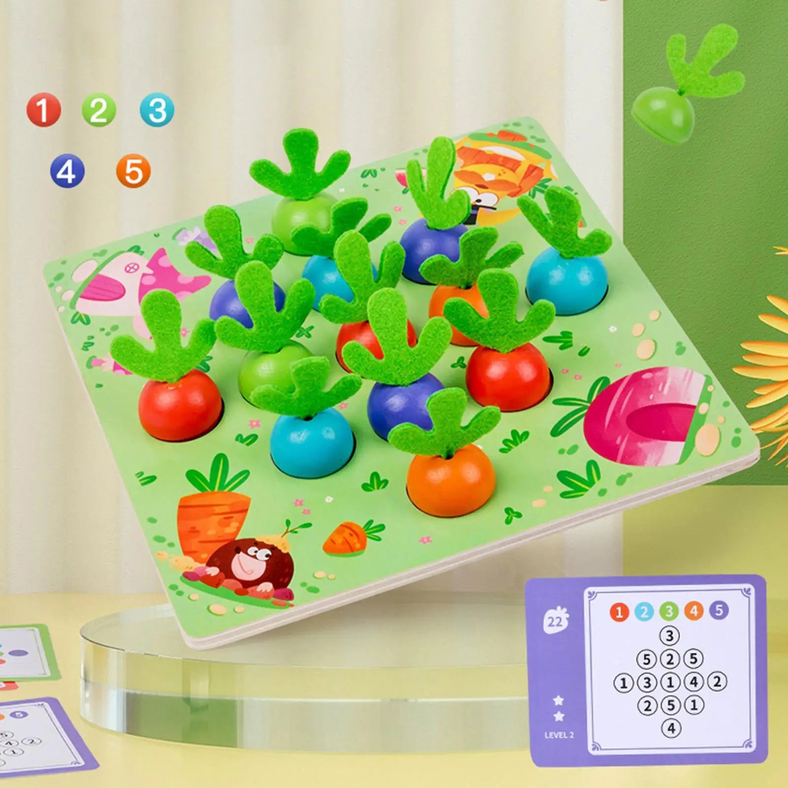 Montessori Carrot Harvest Game Color Memory Sorting Developmental for Activity Indoor