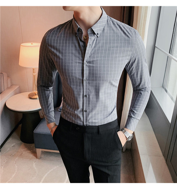 Men New Shirt High-end Sense Business Versatile Plaid Slim Fashion Casual  Party Can Be Worn Outer Base Shirt - AliExpress