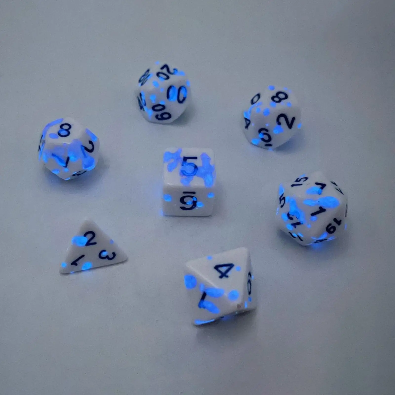 7Pieces Acrylic Polyhedral Dice Set D4 D6 D8 D10 D12 D20 Multisided Dice Color Changing Dice for Table Board Game Card Games