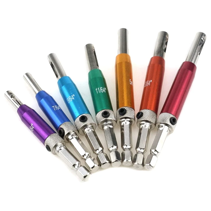 8Pcs Self-centering Hinge Drill Bit Set Hinge Tapper Core Screw Hole Puncher harbor freight woodworking bench