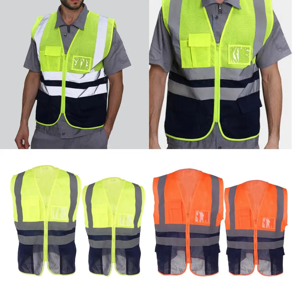 Hi-Vis Safety Vest Reflective Night Security Waistcoat Kit Driving Jacket