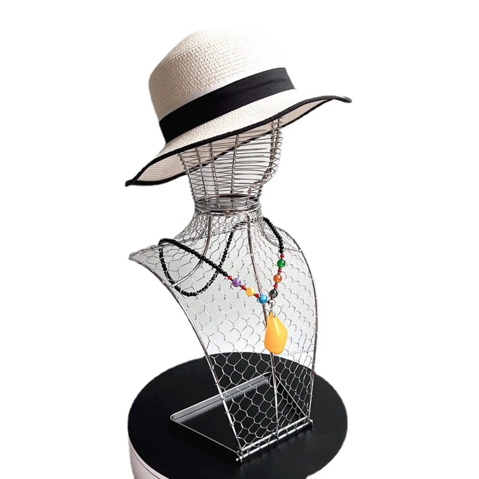 Necklace Display Stand Bust Sturdy 20.87inch Freestanding Jewelry Mannequin Bust Hat Holder Stand for Counter Showcase hats shop