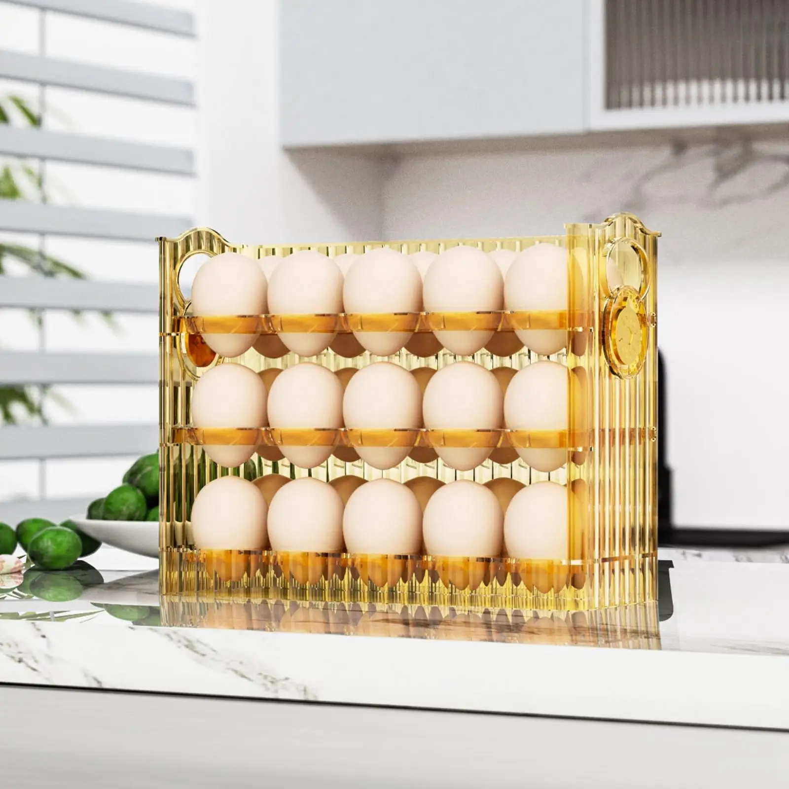 30 Grid Egg Holder, 3 Layer Egg Storage Container, Egg Tray Storage Box for Kitchen Fridge and Table