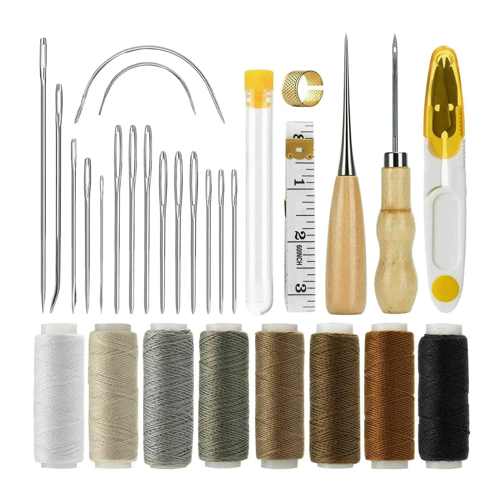 29Pcs Leather Sewing Upholstery Repair Kit, Leather Sewing Kit for Beginners and Professionals Leather Craft DIY