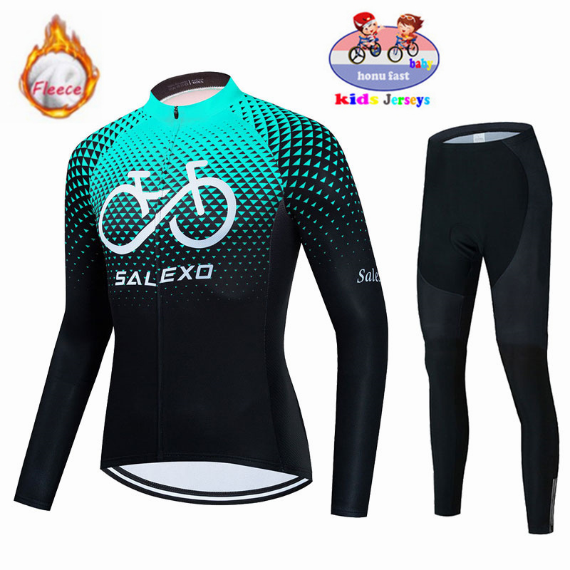 2026 Winter Fleece Kinder Radfahren Kleidung Warm Halten Kinder Jersey Bike Anzug Jacke Kleidung MTB Kinder Radfahren Hosen Equipage – Detail 6