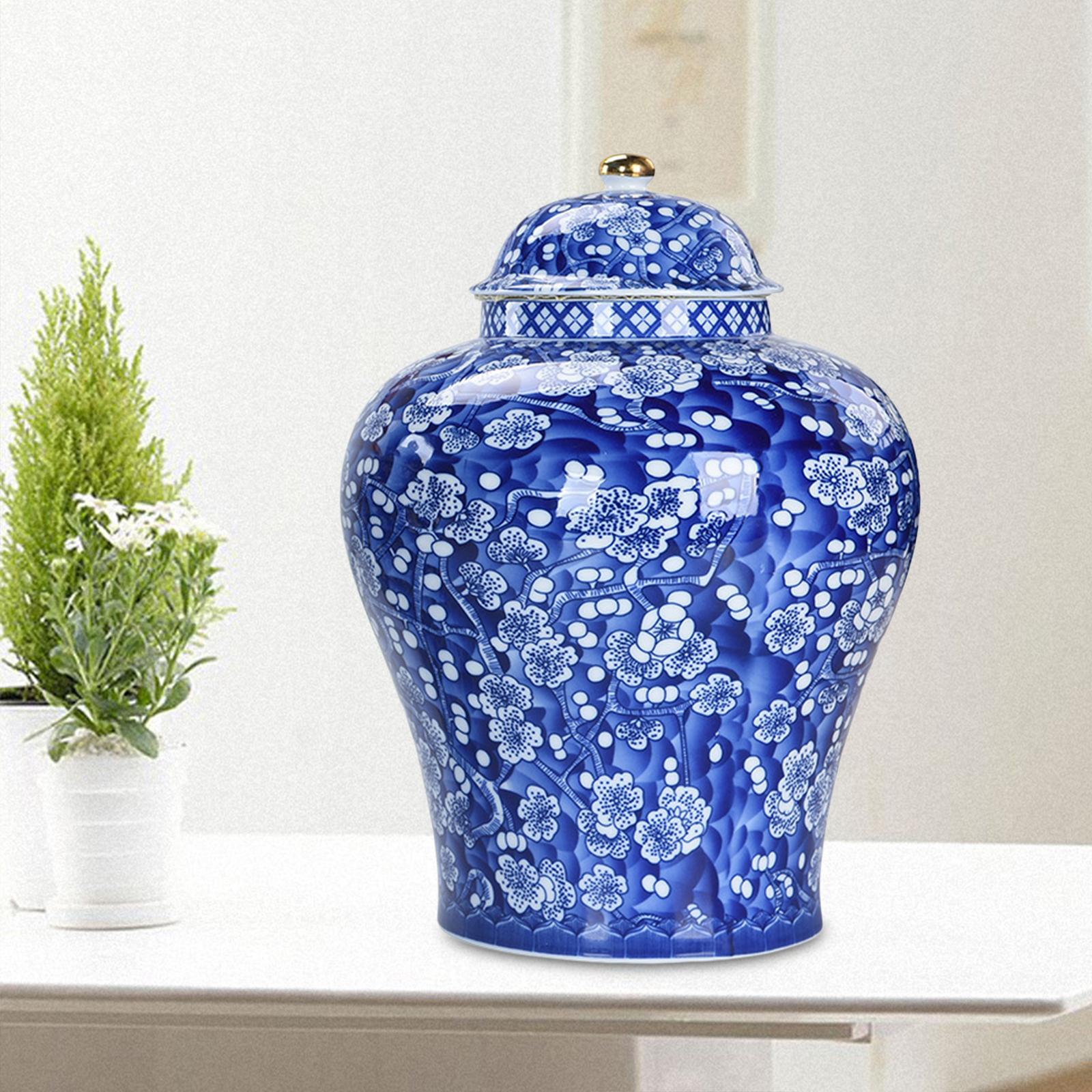 Plum Ceramic Bud Vase Ginger Jar with Lid Store Your Tiny Treasures Glazed Gift for Weddings, Party, Home Office Decor Classical