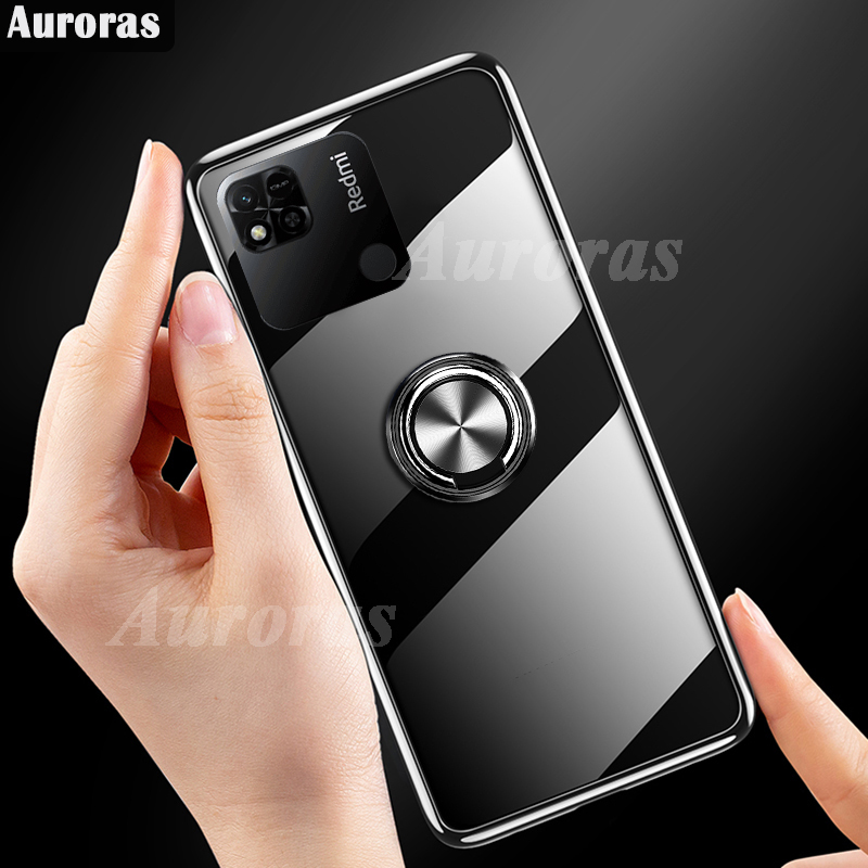 Auroras For Redmi 10A Case Anti-fall Clear Case Shockproof With Ring Soft Cover For Redmi 10C Clear Phone Case