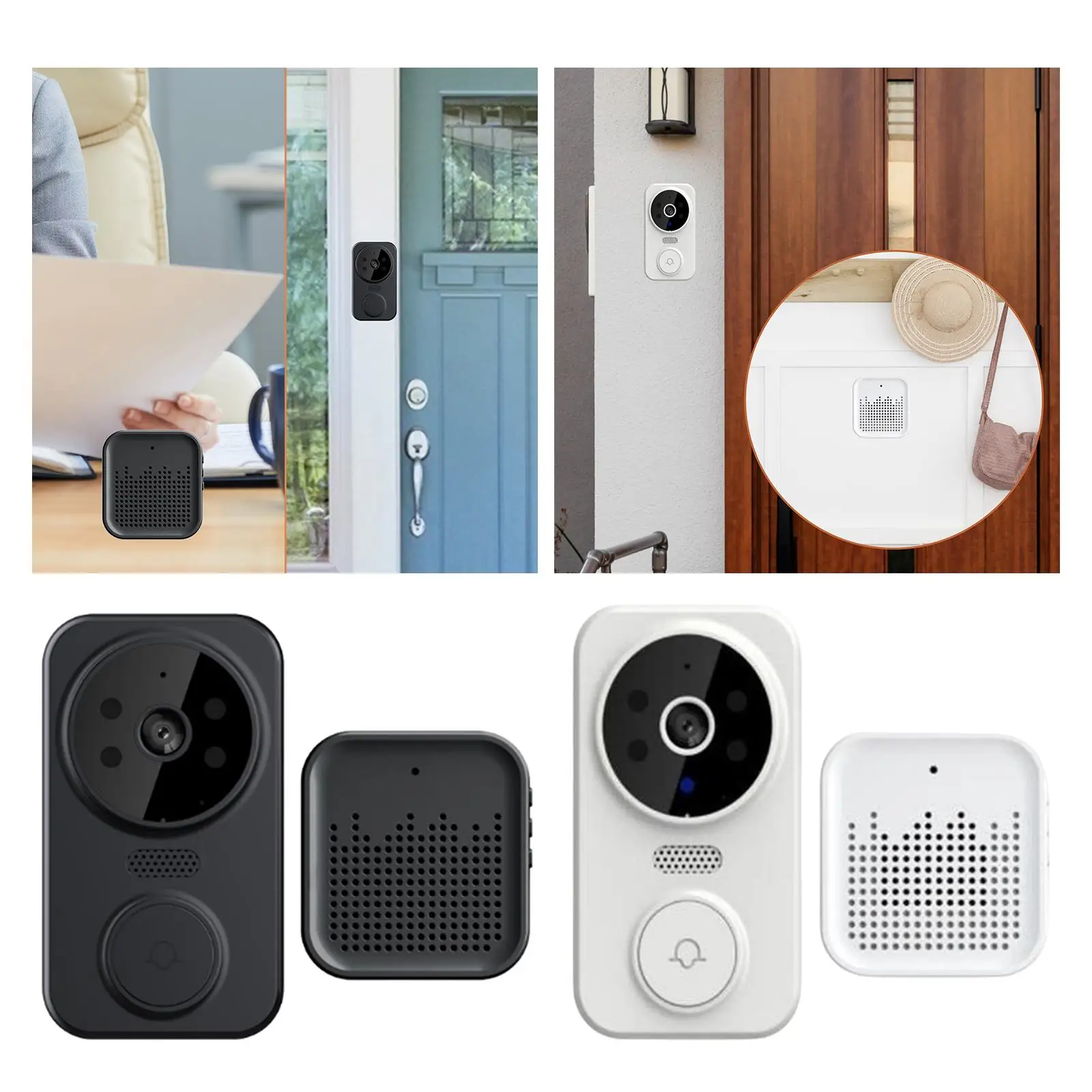 Wireless Doorbell Camera WiFi Doorbell Camera Smart Wireless Remote Video Doorbell HD Night Vision Door Chime for Office Home